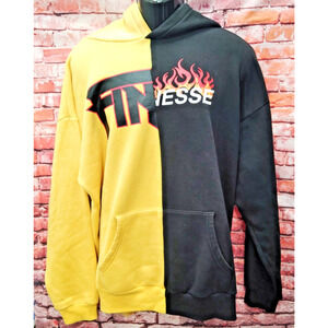 Fashion Nova Finesse Track Suit Mens 2XL Yellow Black Colorblock Flames Graphic